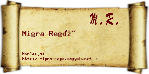 Migra Regő névjegykártya